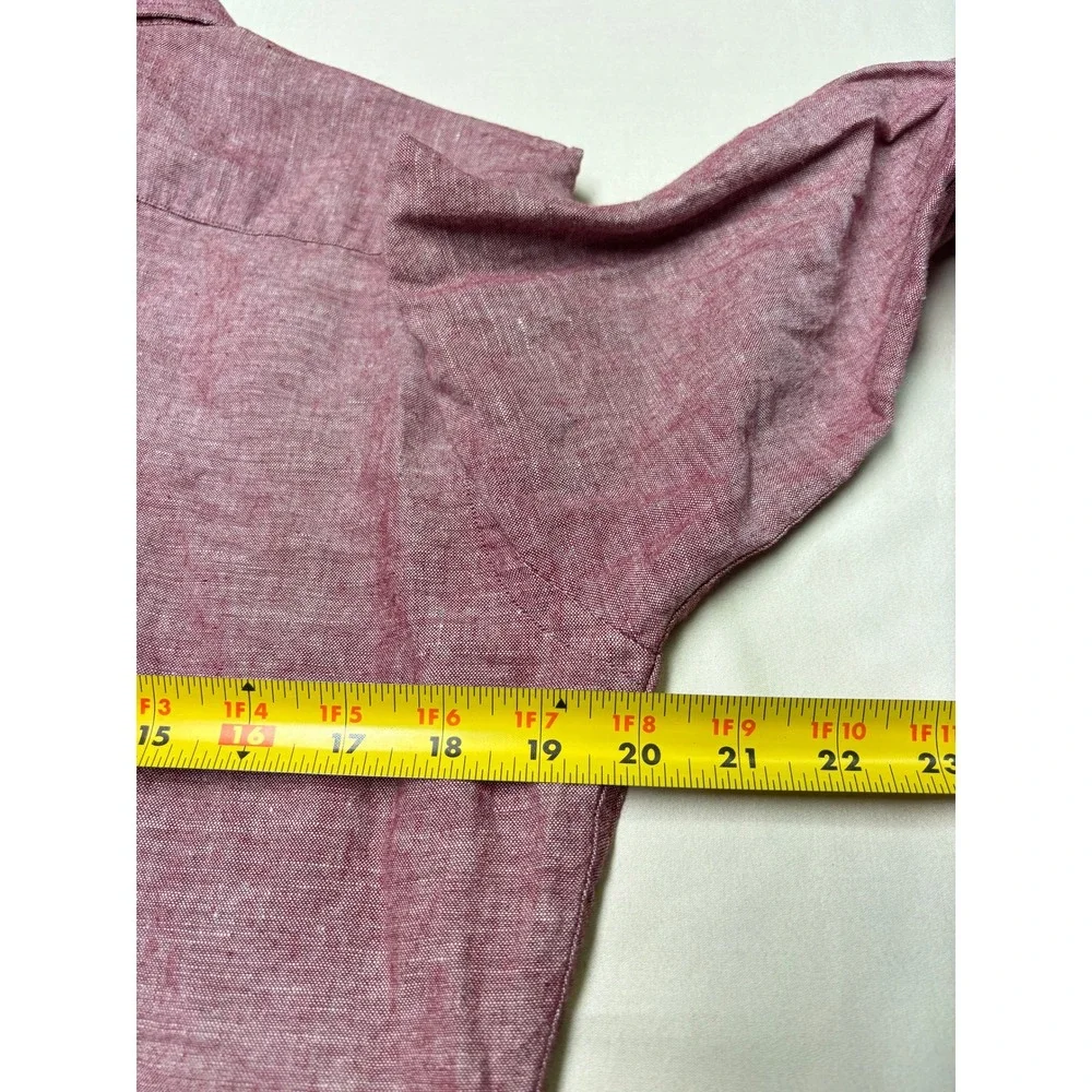 Banana Republic Mens Small Red Linen Cotton Slim Fit Button Down Shirt LS